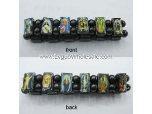 Magnetic Hematite Religious Sealed Icon Bracelet 7.8inch